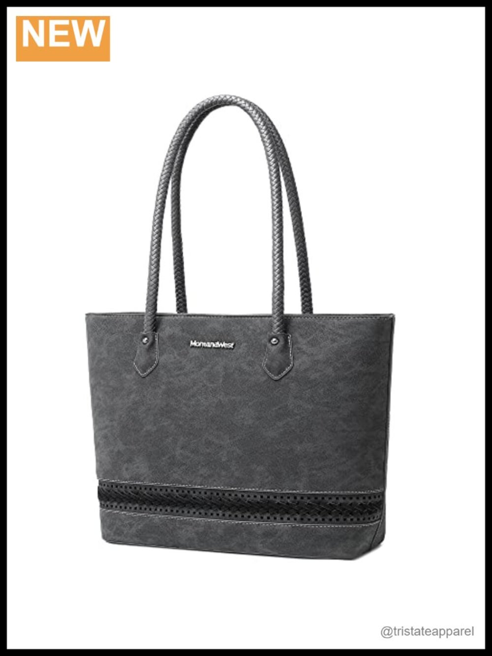 Vegan Leather Woven Tote Bag with Back Zipper Pocket